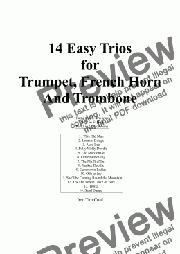 page one of 14 Easy Trios For Trumpet, French Horn, and Trombone
