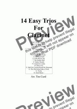 page one of 14 Easy Trios For Clarinet