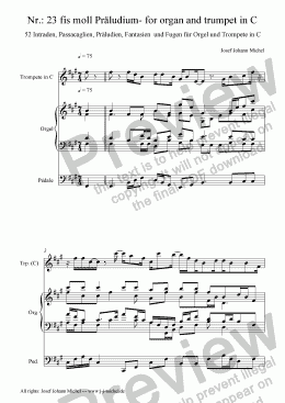 page one of Nr.: 23 fis moll Präludium- for organ and trumpet in C