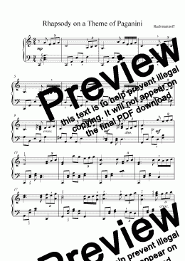 page one of Rhapsody on a Theme of Paganini (intermediate piano)