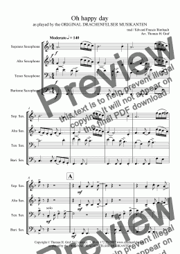 page one of Oh happy day - Saxophone Quartet