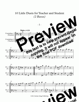 page one of 10 Little Duets for Teacher and Student (2 Basses)