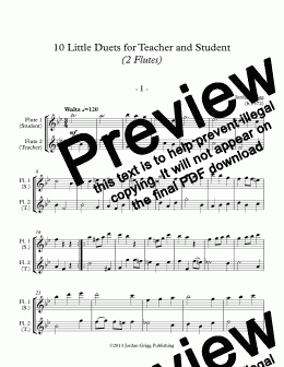 page one of 10 Little Duets for Teacher and Student (2 Flutes)