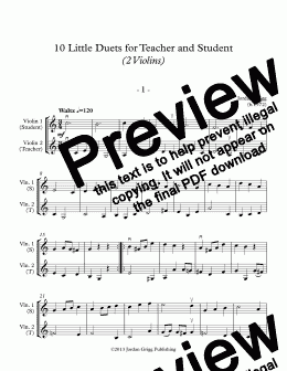 page one of 10 Little Duets for Teacher and Student (2 Violins)