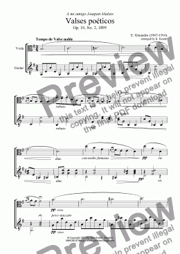 page one of Valses poéticos No. 2 for viola and guitar