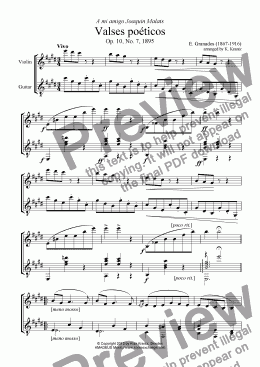 page one of Valses poéticos No. 7 for violin or flute and guitar