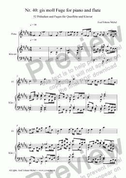 page one of Nr. 40: gis moll Fuge for piano and flute