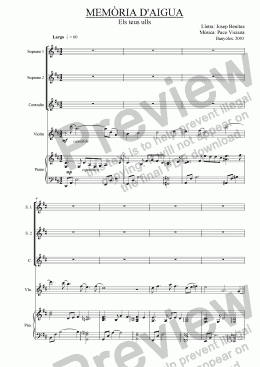 page one of 174-Memòria d’aigua (Els teus ulls) Female choir version