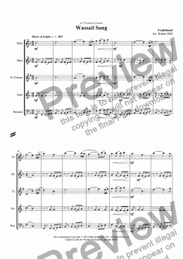 page one of Wassail Song (woodwind quintet)