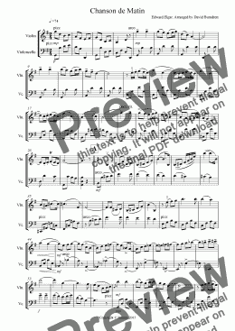 page one of Chanson de Matin for Violin and Cello