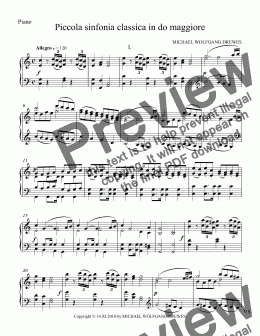page one of Piccola sinfonia classica in do maggiore