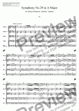page one of Symphony No.29 - 4. Allegro con spirito