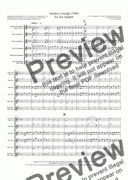 page one of Anchors Aweigh for Sax Quartet
