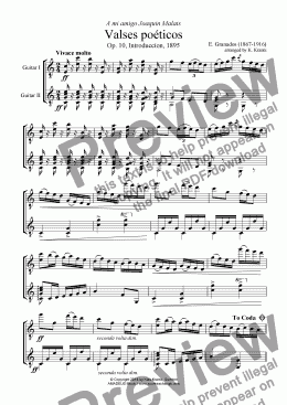 page one of Valses poéticos Introduccíon for guitar duet