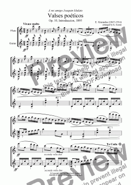 page one of Valses poéticos Introduccíon and Vals No.1 for flute and guitar