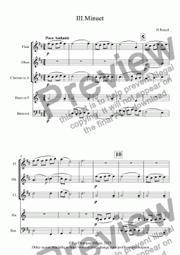 page one of Purcell: Gordion Knot Untied (The): Suite 2: 3 Minuet (arr.wind quintet)