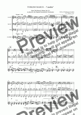 page one of Beethoven TURKISH MARCH - "Ländler" Drachenfelser