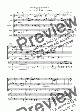 page one of Beethoven TURKISH MARCH -"Ländler"  - Wind Quintet