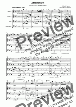 page one of Wagner-Albumblatt for string quartet