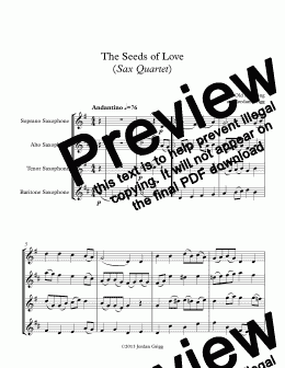 page one of The Seeds of Love (Sax Quartet)