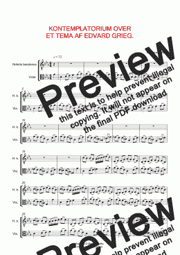 page one of KONTEMPLATORIUM OVER ET TEMA AF EDVARD GRIEG, udsat for barytonobo & viola