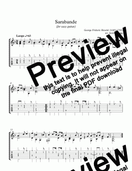 page one of Sarabande (for easy guitar)