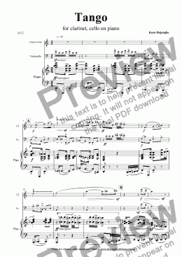page one of "A Russian Tango for clarinet, cello and piano"