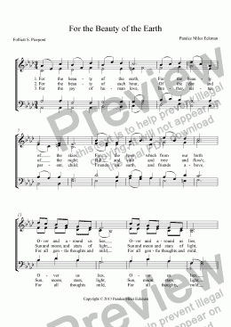page one of For the Beauty of the Earth (free hymn)