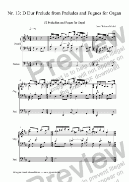 page one of Nr. 13: D Dur Prelude from Preludes and Fugues for Organ