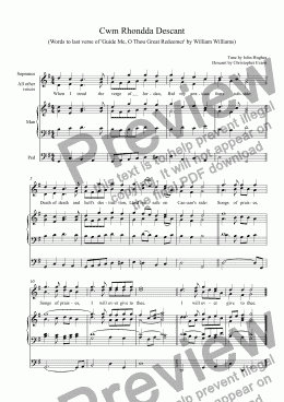 page one of Cwm Rhonda Descant for Choir and Organ
