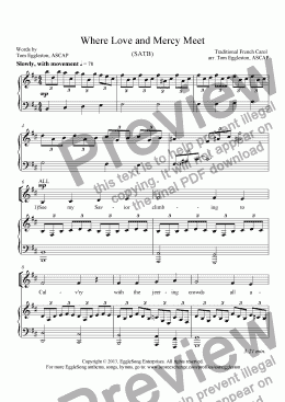 page one of Where Love and Mercy Meet (SATB)