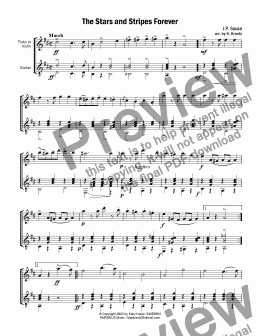page one of Stars and Stripes Forever for flute/violin and guitar