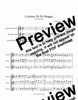 page one of L’ultimo Dì Di Maggio (recorder trio)