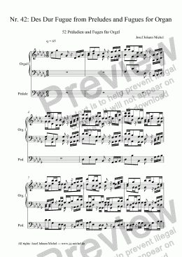 page one of Nr. 42: Des Dur Fugue from Preludes and Fugues for Organ