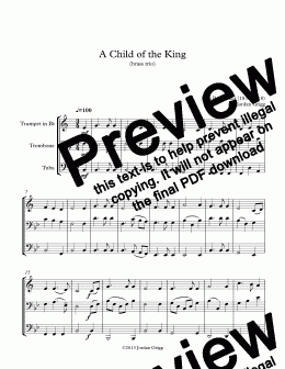 page one of A Child of the King (brass trio)