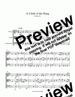 page one of A Child of the King (string trio)