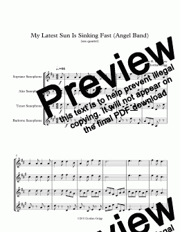 page one of My Latest Sun Is Sinking Fast (Angel Band) (sax quartet)