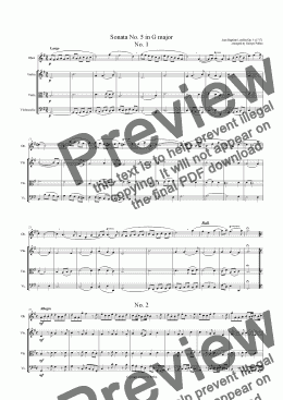 page one of Sonata No. 5 in G major for Oboe, Violin, Viola and Cello