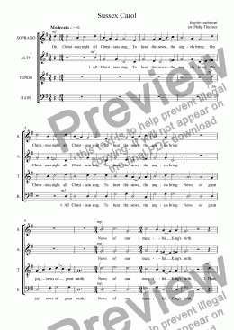 page one of Sussex Carol (SATB)