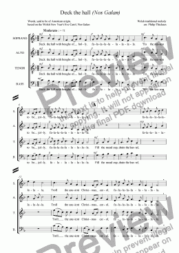 page one of Deck the hall (SATB)