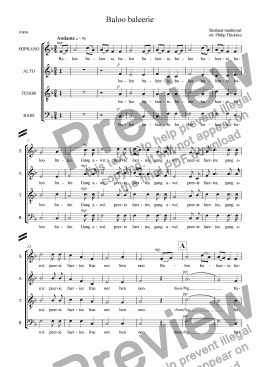 page one of Baloo, Baleerie (SATB)