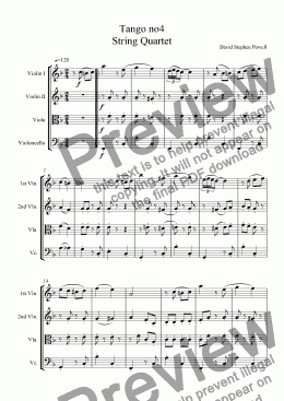 page one of Tango no4 String Quartet