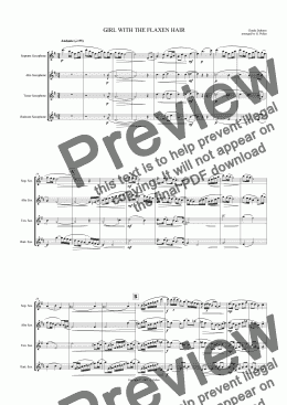 page one of GIRL WITH THE FLAXEN HAIR (Saxophone quartet)