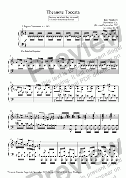 page one of Theanote Toccata