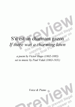 page one of S’il est un charmant gazon (P. Vidal / Victor Hugo)