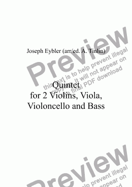 page one of Quintet for 2 Violins, Viola, Violoncello and Bass