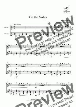 page one of On the Volga for guitar duet