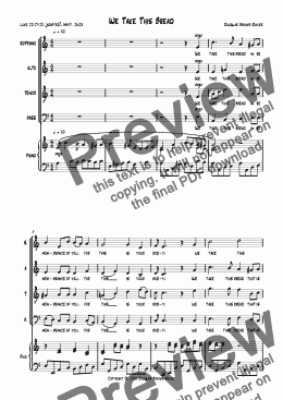 page one of Brooks-Davies: Communion anthem: We Take This Bread (SATB + keyboard)
