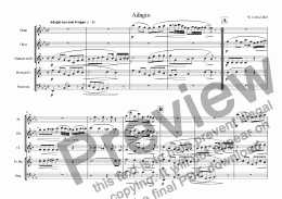page one of Mozart: Piano Sonata No.16 in Bb K570: Mvt. II Adagio (arranged Wind Quintet) 