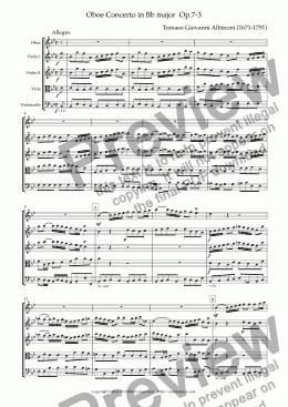 page one of Oboe Concerto in Bb major  Op.7-3